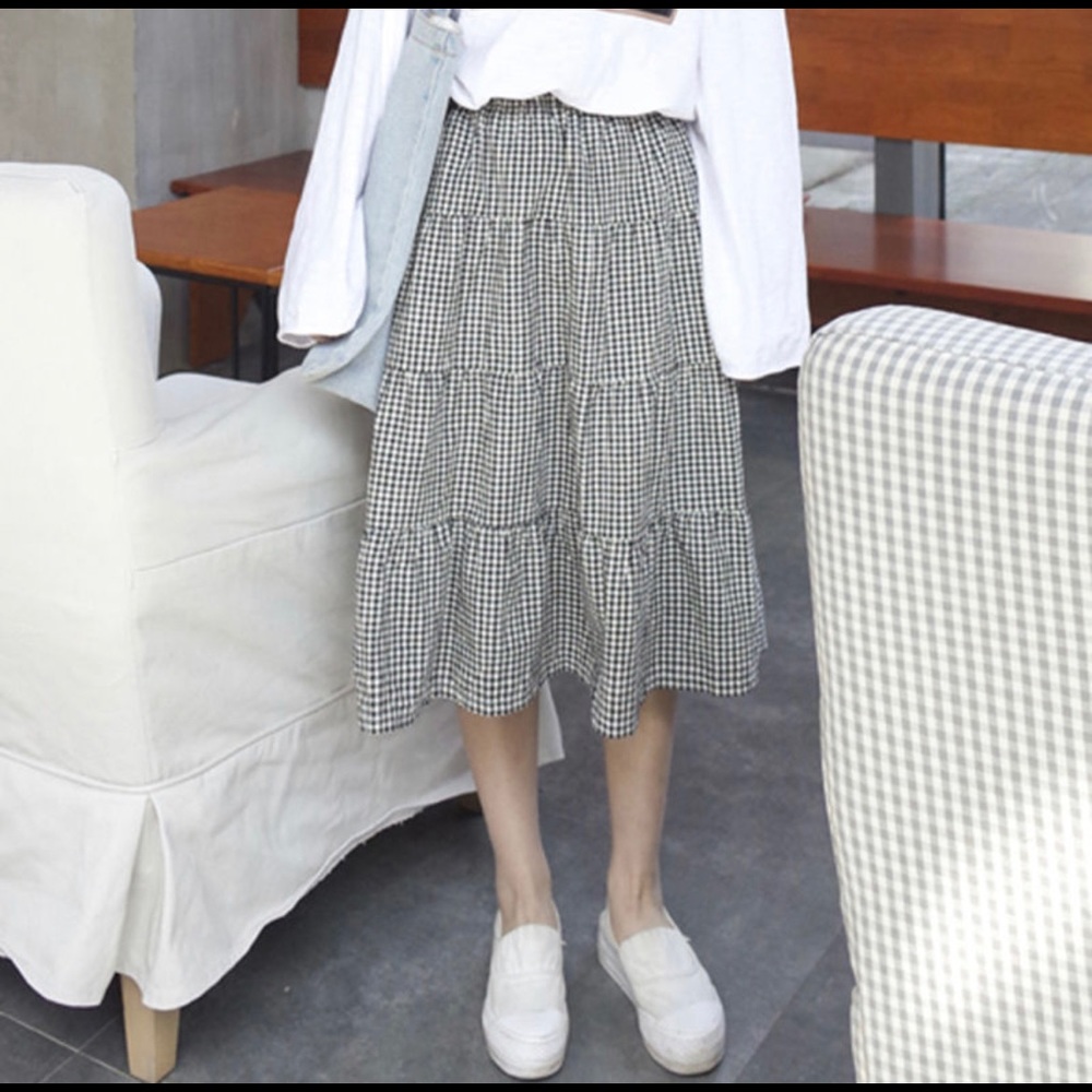 Midi Aline black and white long skirt